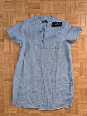 ZARA Women's Tunic Dress w/ Pockets XXL 100% Cotton